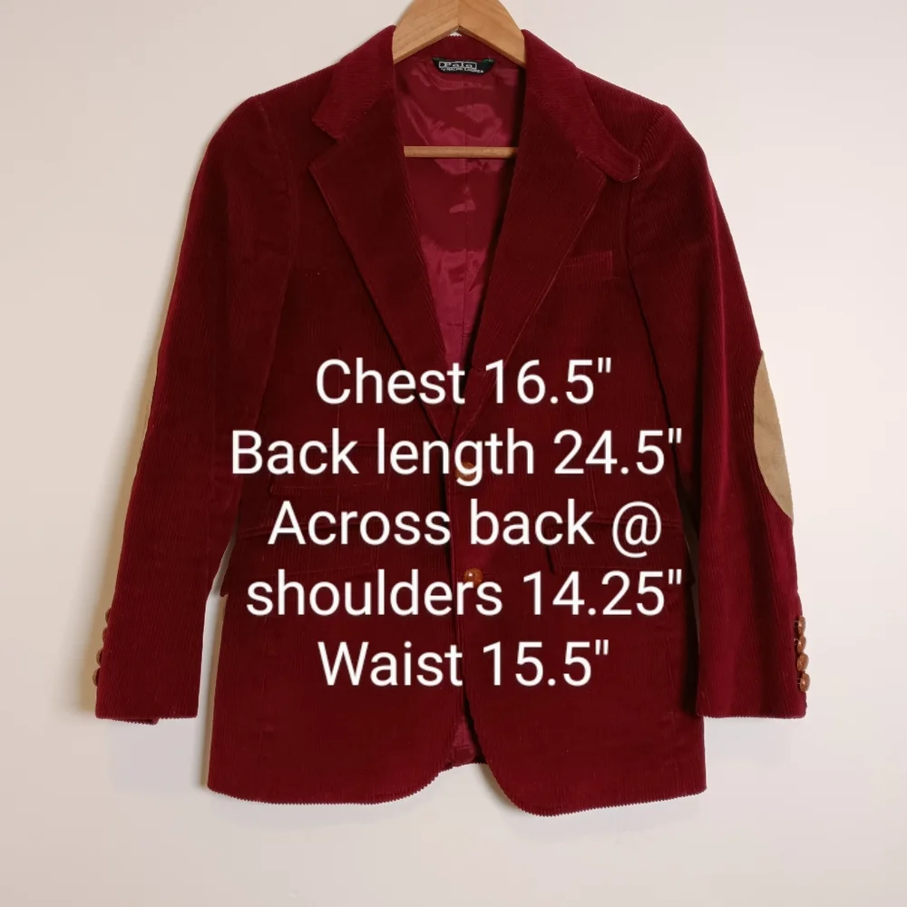 Vintage Polo Ralph Lauren Boys Single Breasted Corduroy Blazer Sport Coat